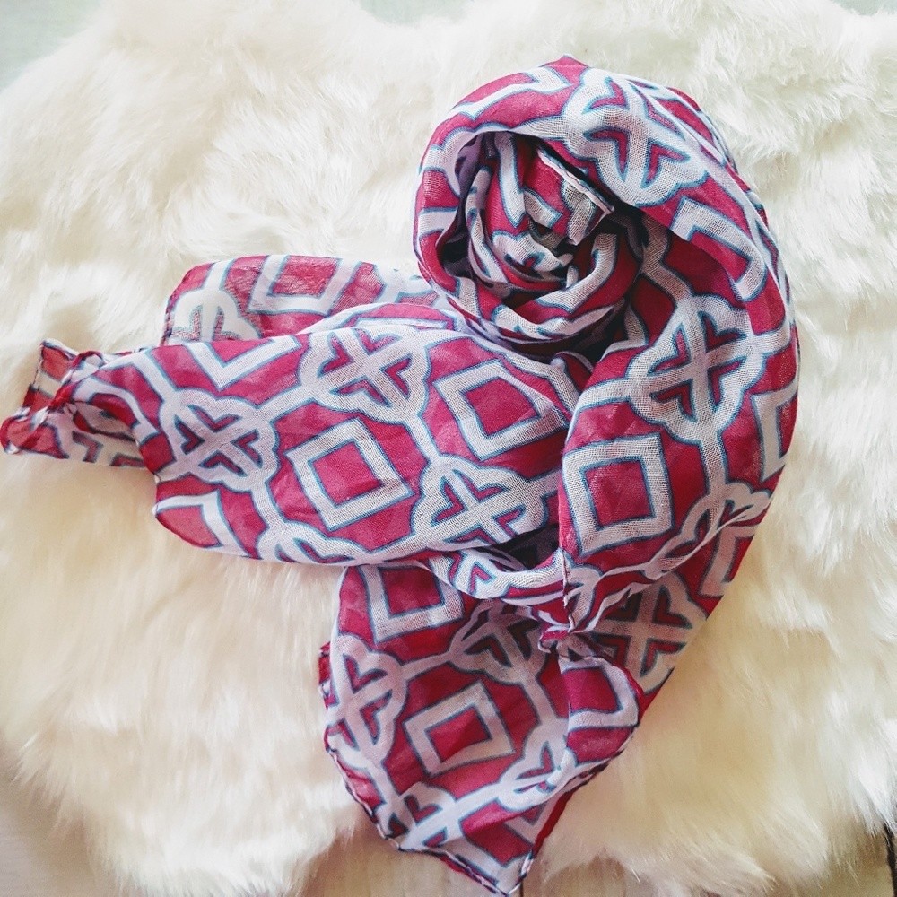 Pink and White Soft and Airy Scarf